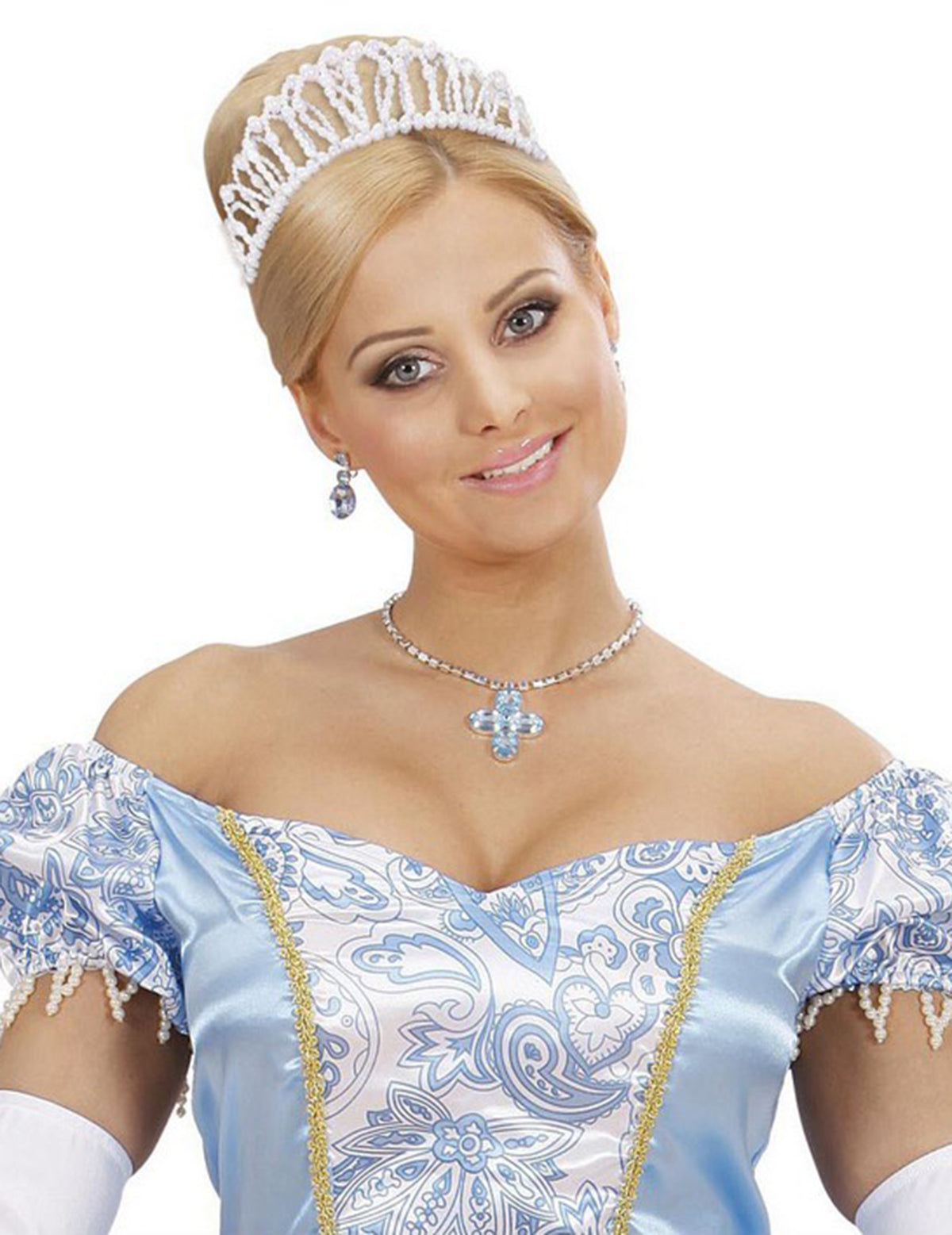 Couronne de princesse pour femme blanche en perles