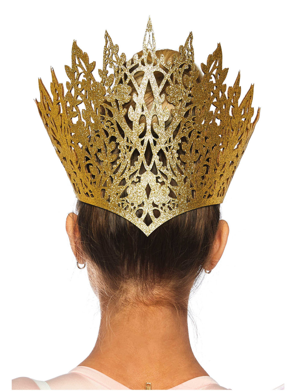 Vue de dos de la couronne reine dorée sexy pour femme