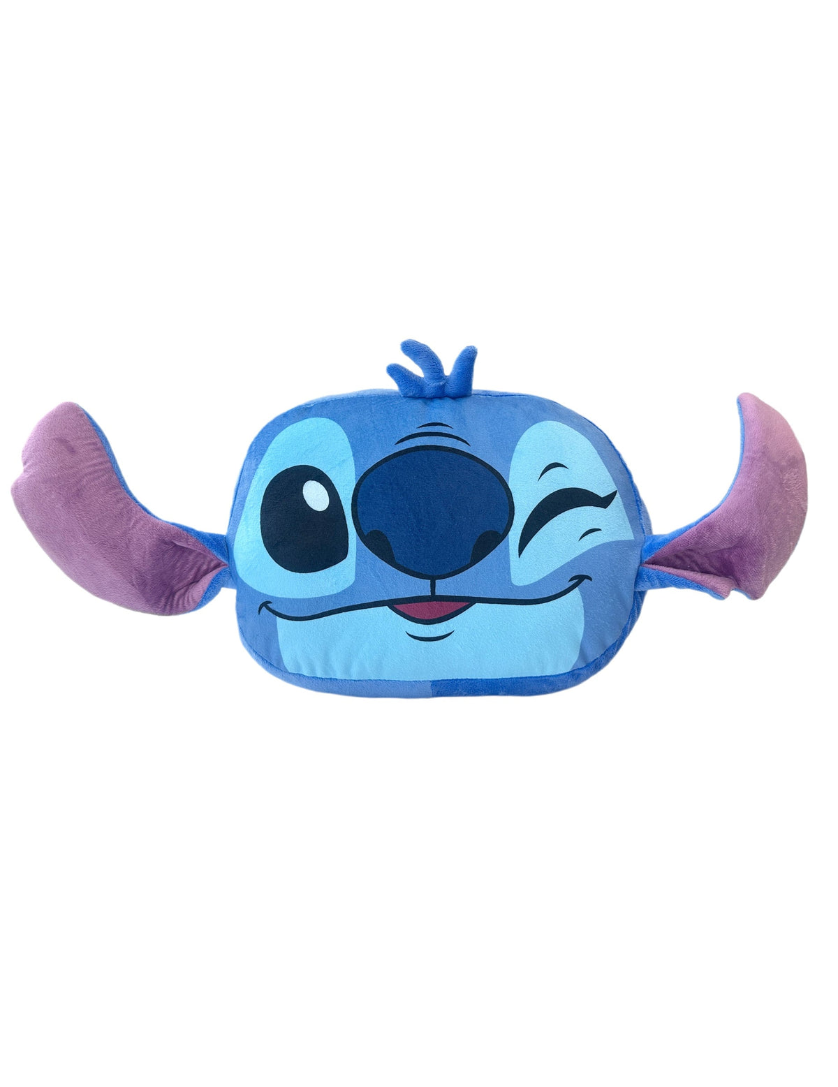Coussin cocooning en forme de tête Stitch Lilo & Stitch pour enfant bleu faisant un clin d'oeil