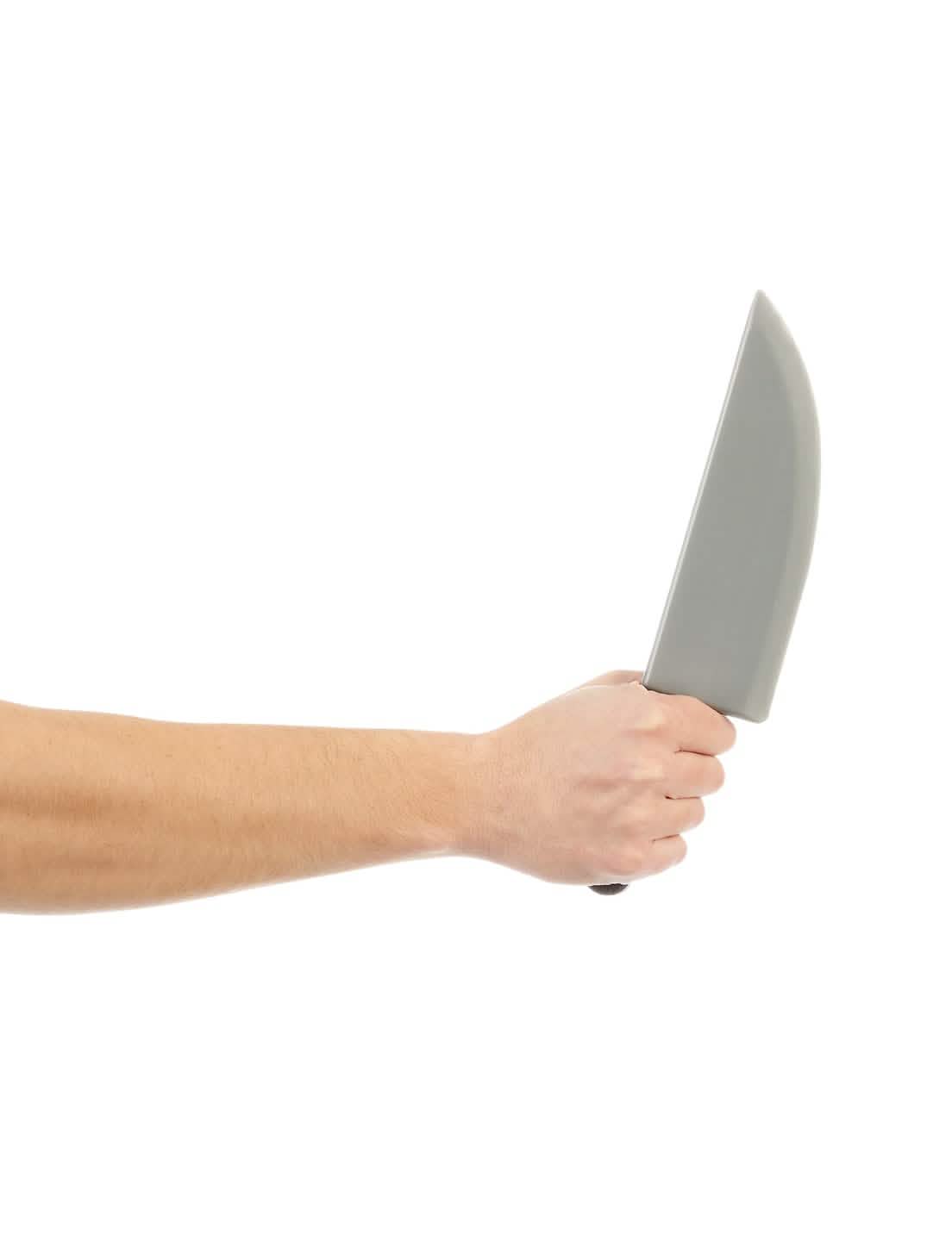 Faca segurada na mão da faca de cozinha de plástico halloween