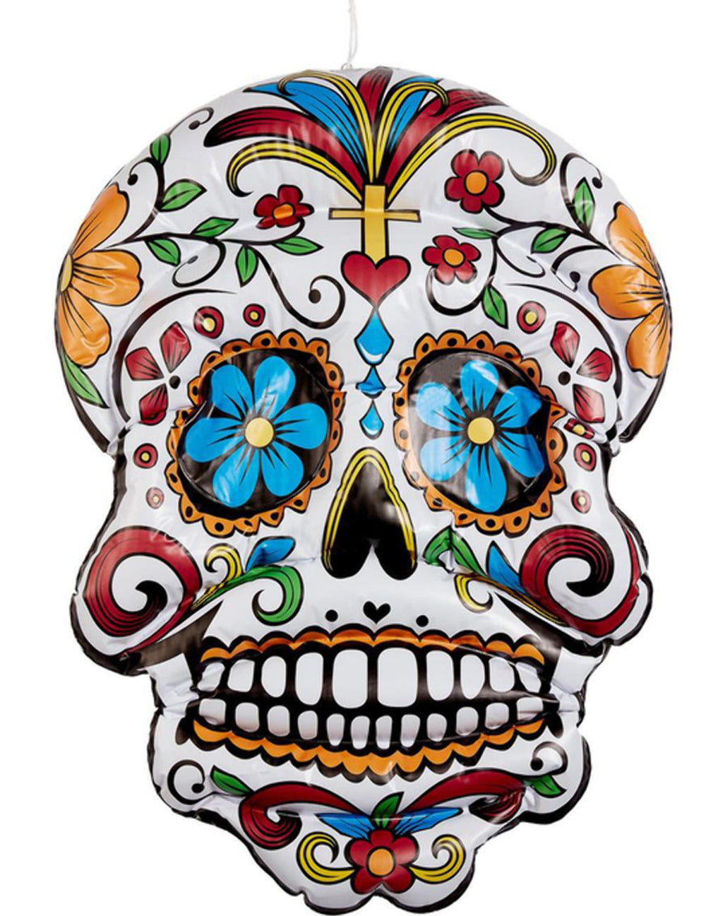 Crâne gonflable Dia de los Muertos pour décoration blanc et multicolore