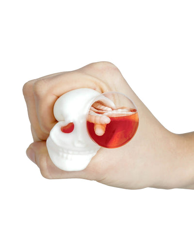 Antistress crânio sangrento com vermes para adulto e criança branco e vermelho