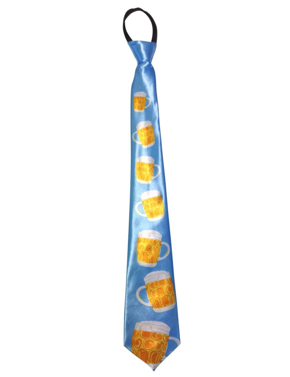 Gravata de canecas de cerveja para adulto azul acetinada