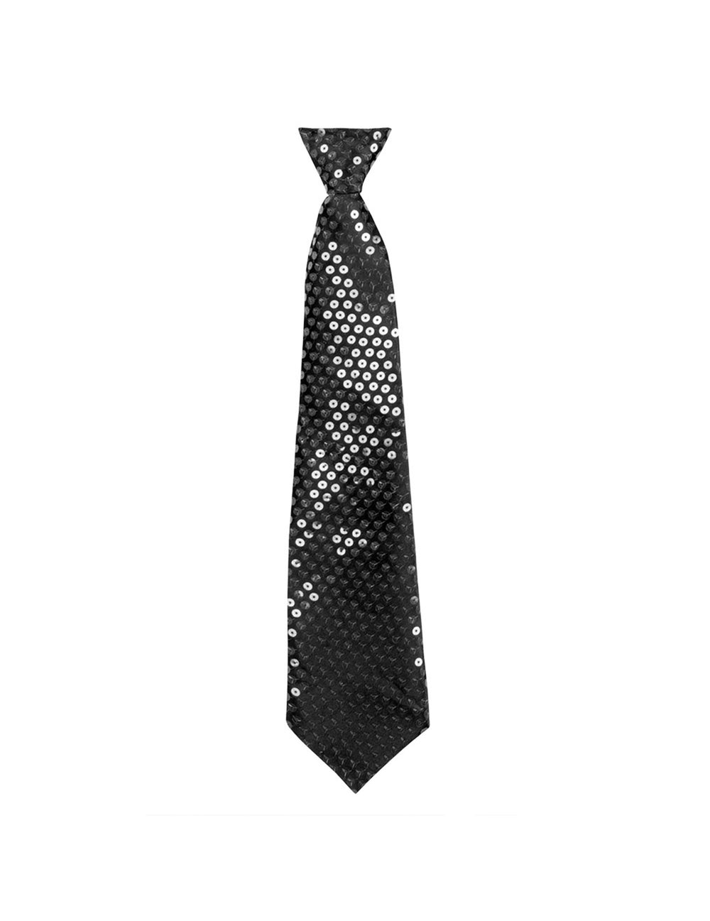 Vue de face de la cravate à sequins transparents pour adulte noire