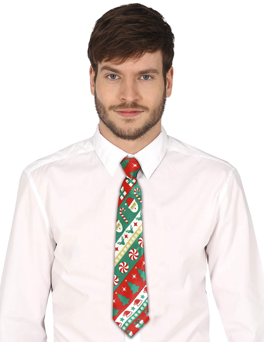 Cravate de Noël pour adulte rouge et verte à motifs festifs