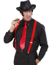 Cravate de gangster pour homme rouge satinée