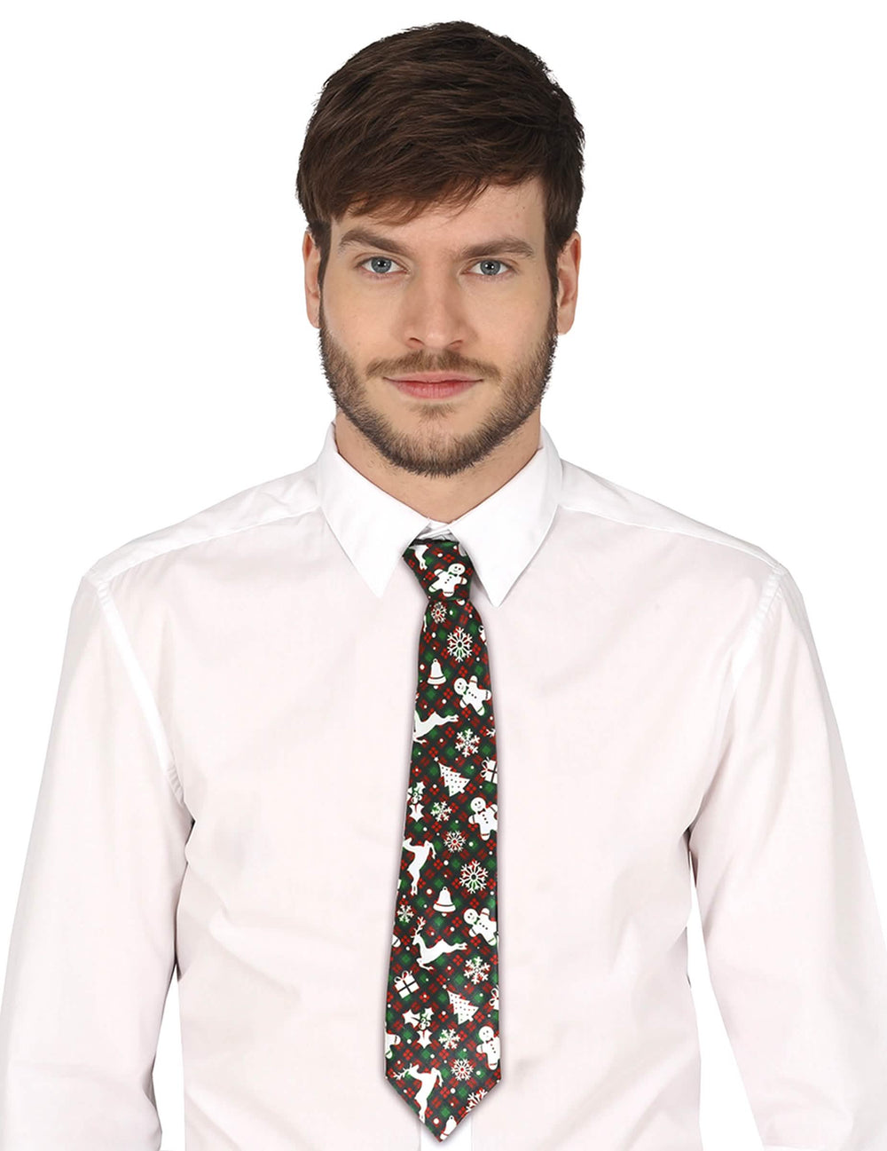 Cravate tartan et motifs de Noël pour adulte verte et rouge
