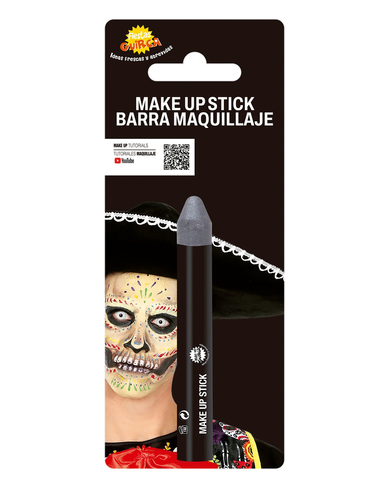 Vue du packaging du crayon de maquillage pour adulte et enfant argenté