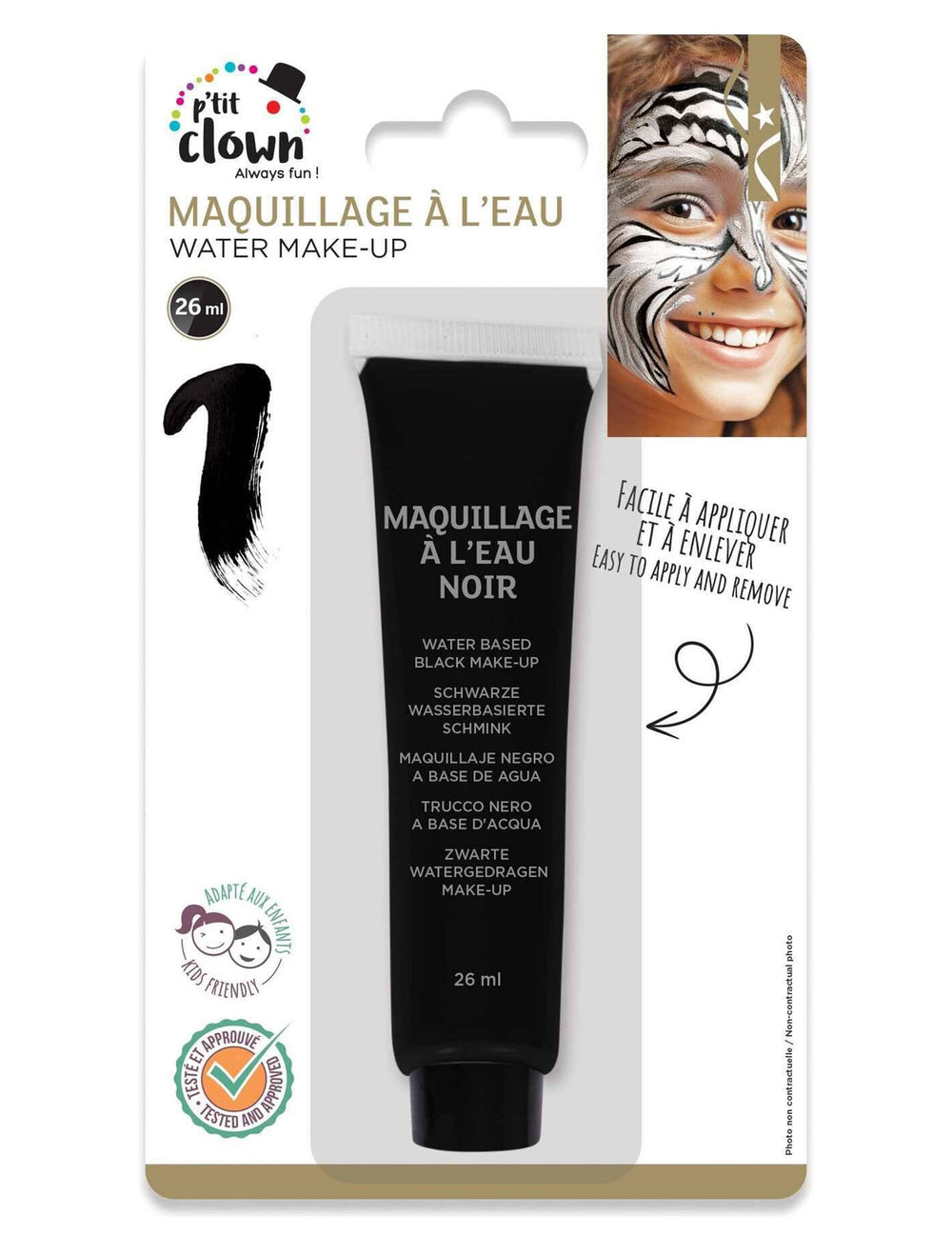 Packaging et tube de la crème de grimage pour enfant noire à l'eau