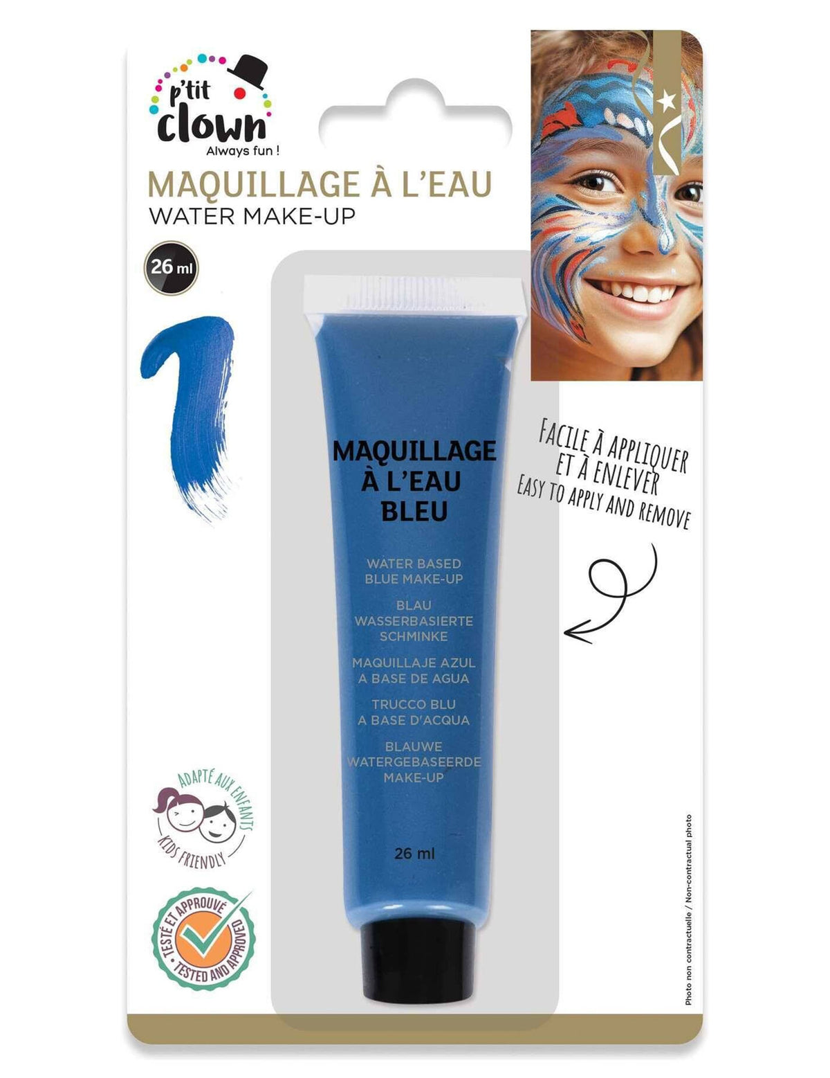 Packaging et tube de la crème de grimage pour enfant bleue à l'eau