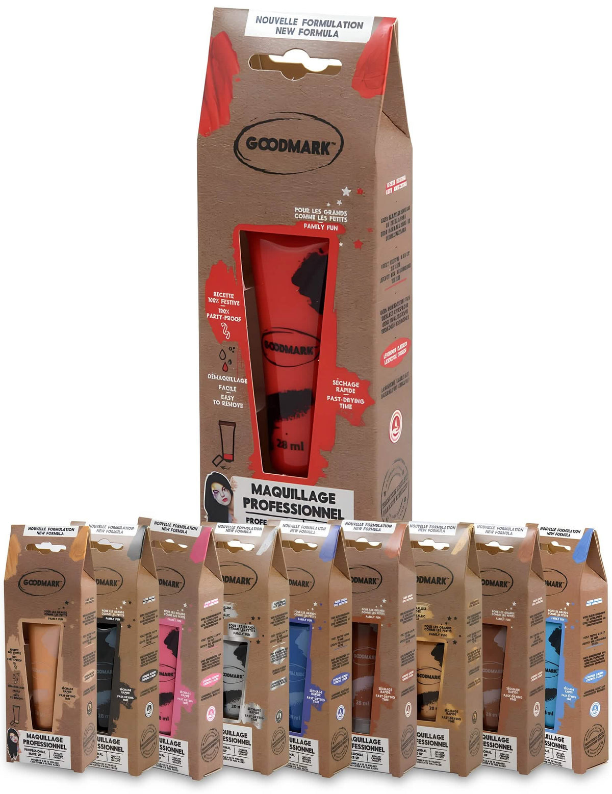 Creme de maquilhagem à base de água profissional para adulto e criança vermelho e cores variadas