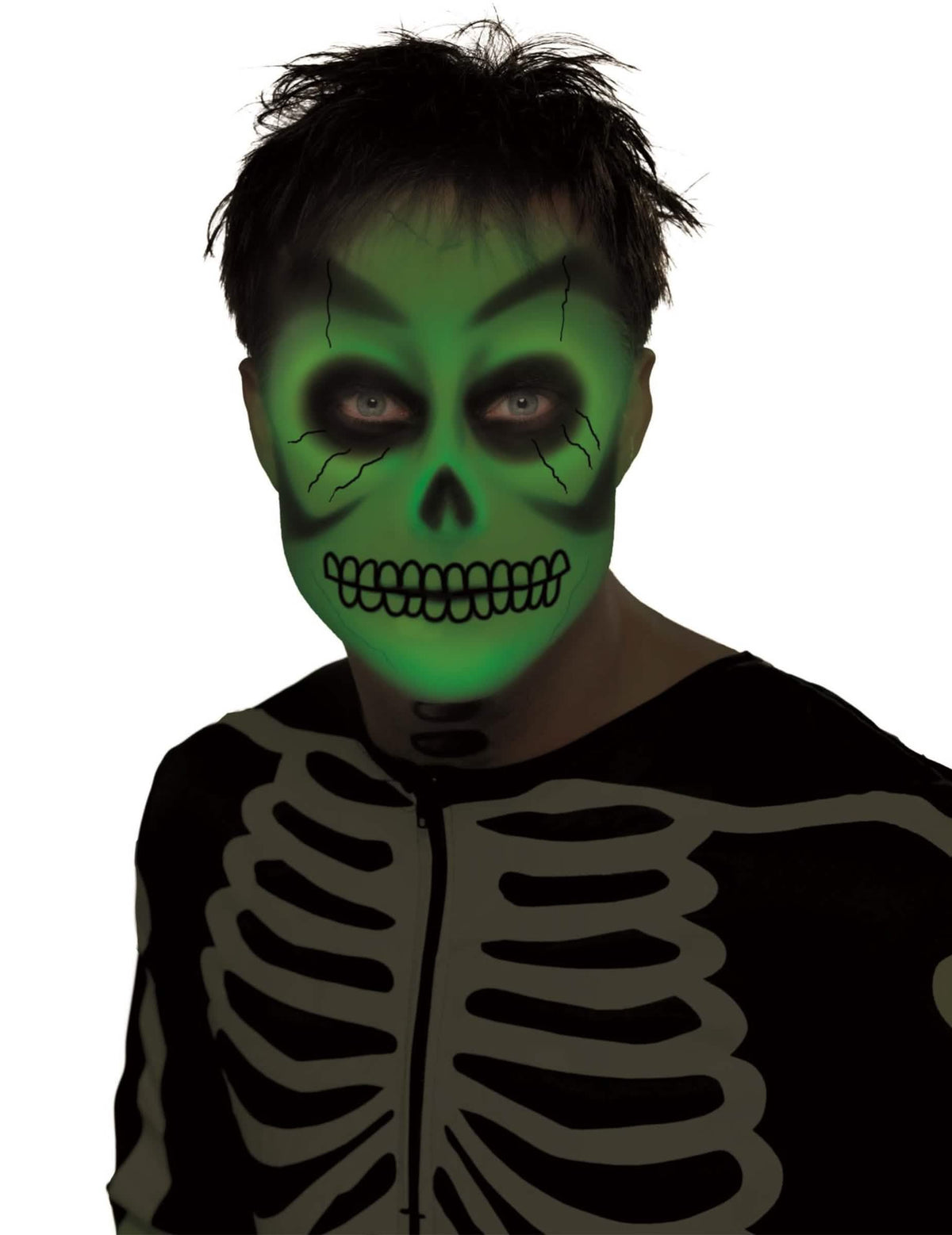 Maquilhagem de esqueleto facial de creme fosforescente maquilhagem fluo para adulto verde néon