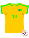 Décoration murale maillot du Brésil pour fête jaune et vert avec numéro 10