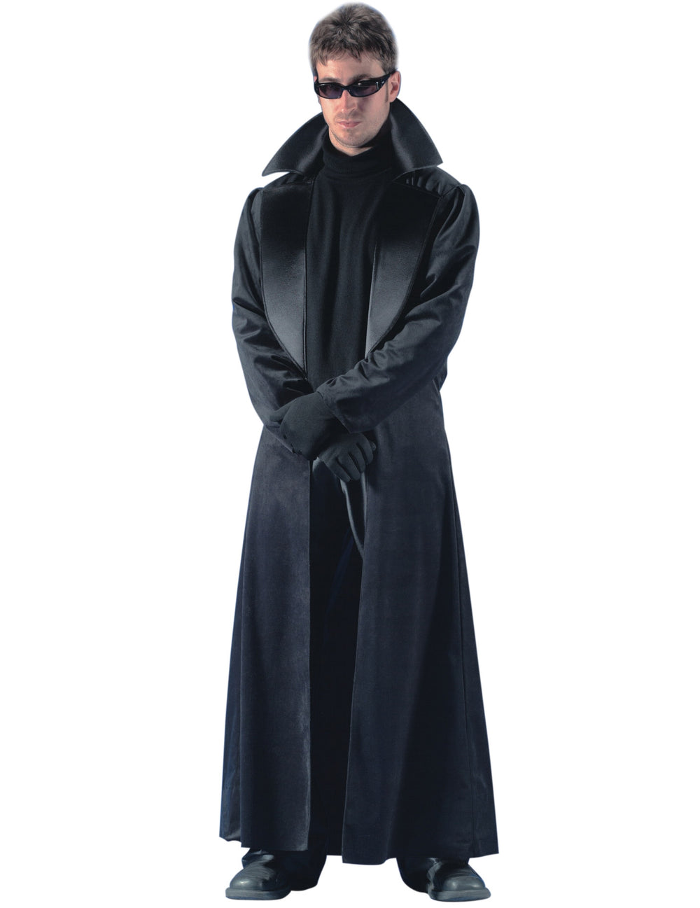 Déguisement manteau long pour homme noir avec col montant