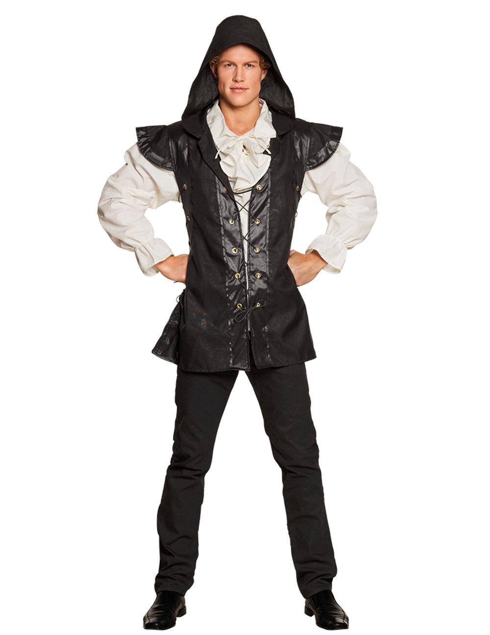 Déguisement ranger des bois pour adulte noir et blanc avec capuche