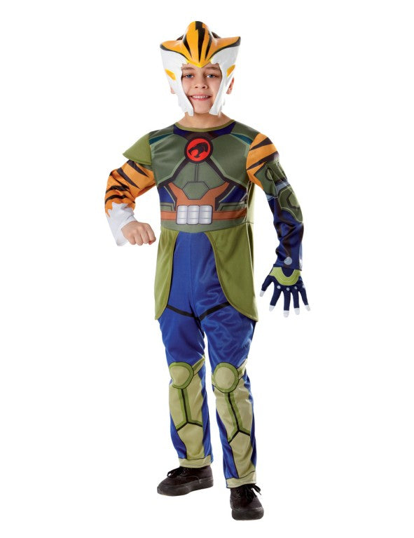 Déguisement Tygra Thundercats pour garçon bleu et vert avec coiffe tigrée