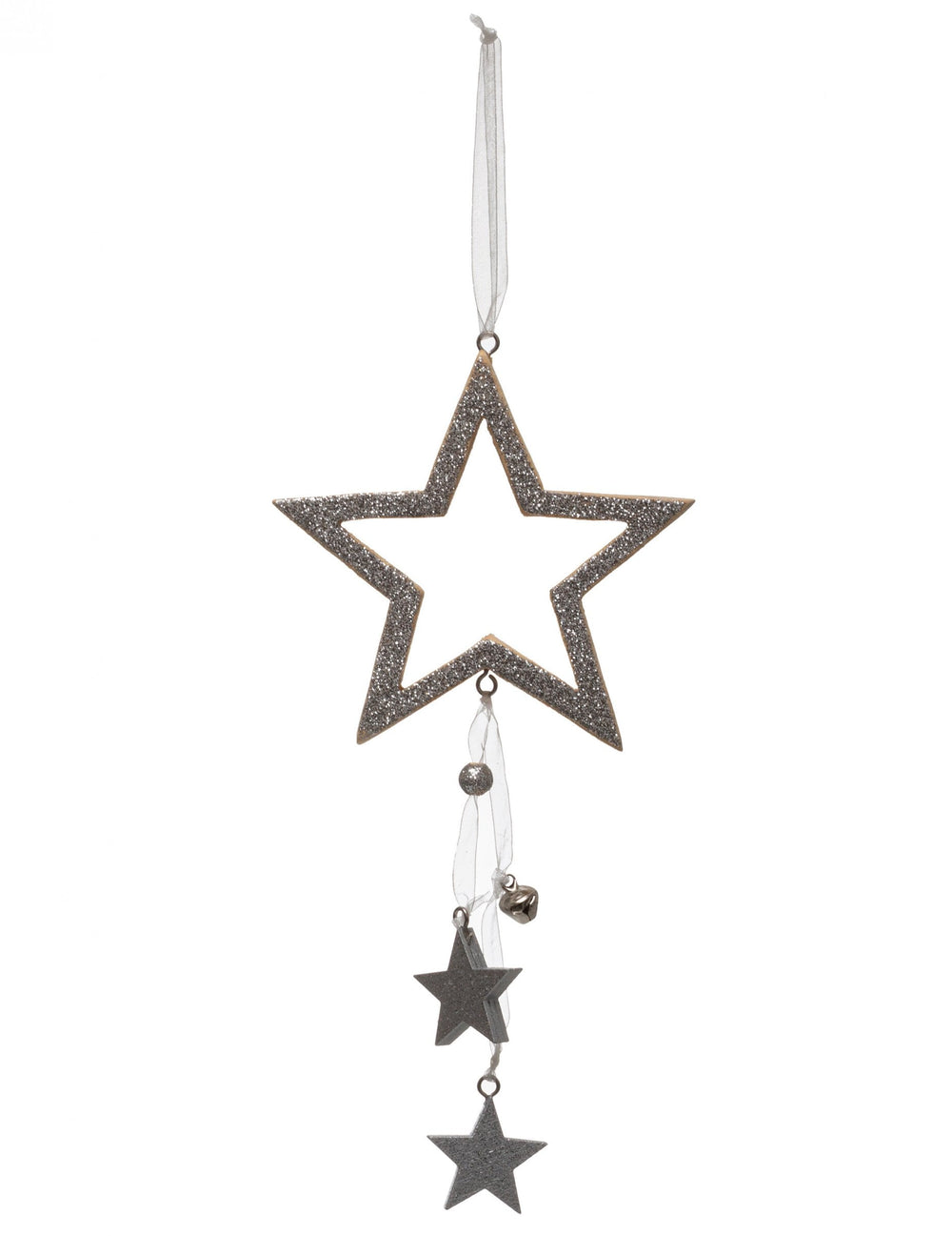 Décoration à suspendre étoile argentée à paillettes et grelots