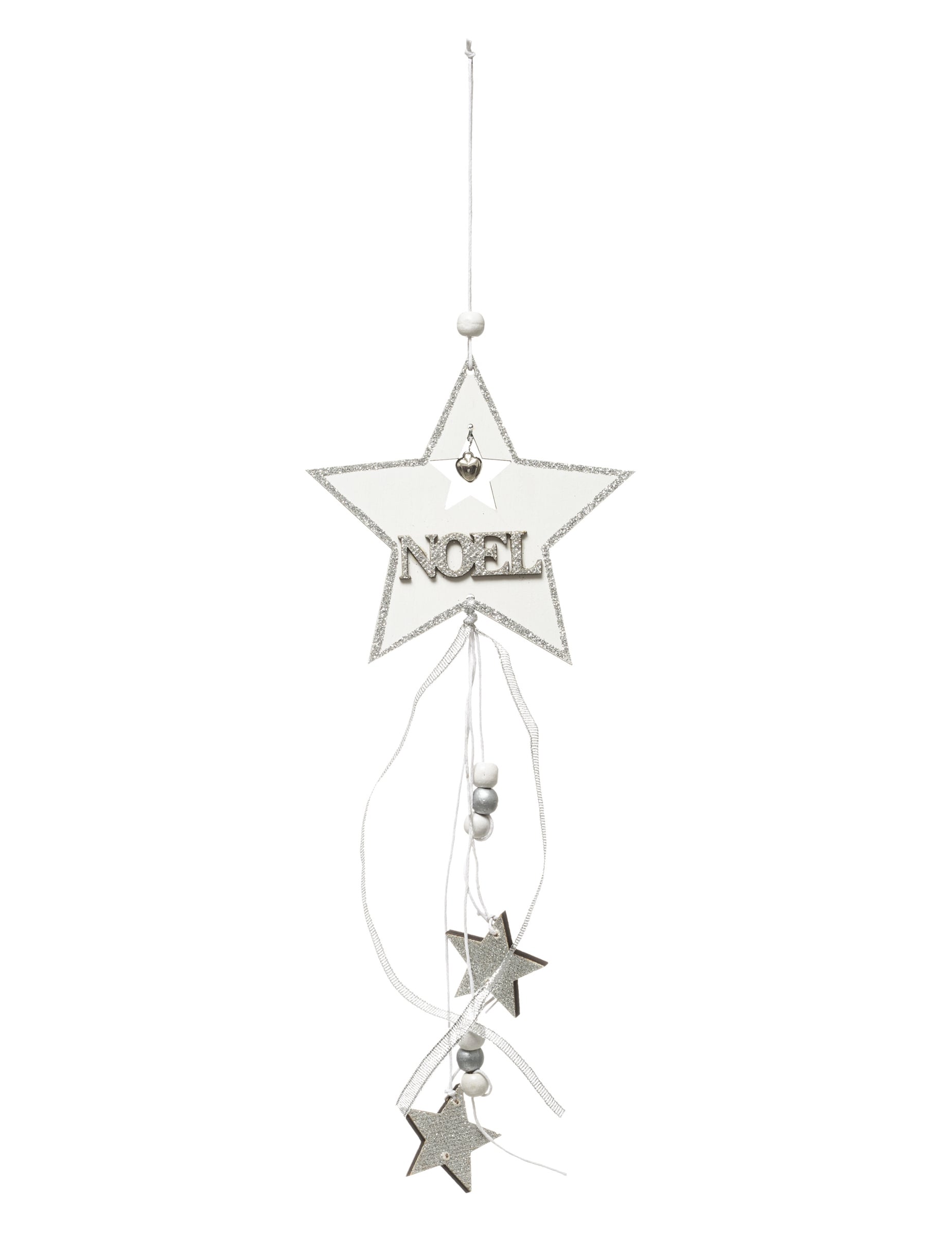 Décoration à suspendre étoiles pour Noël blanc et argent