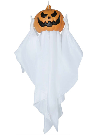 Décoration à suspendre fantôme et citrouille animée pour Halloween orange et blanc