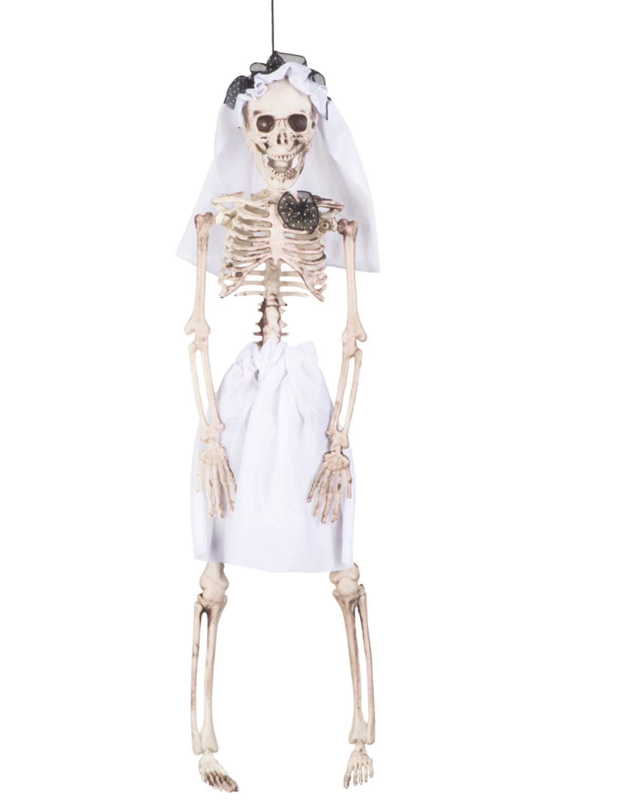 Décoration à suspendre mariée squelette pour Halloween blanche avec voile