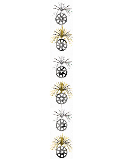 Décoration à suspendre étoiles pour fête or et argent métallisé