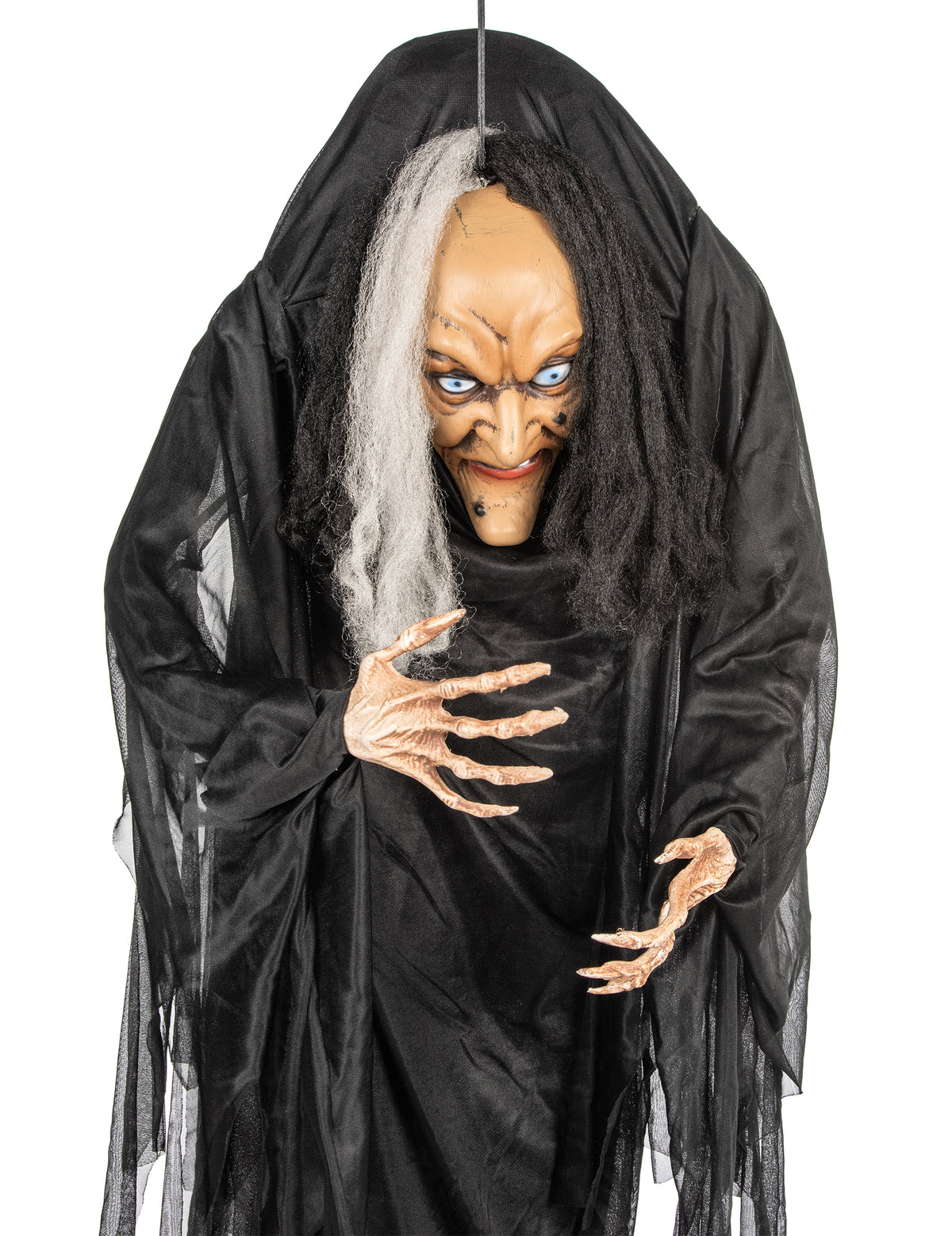 Vue d'ensemble de la décoration à suspendre sorcière pour Halloween noire et blanche