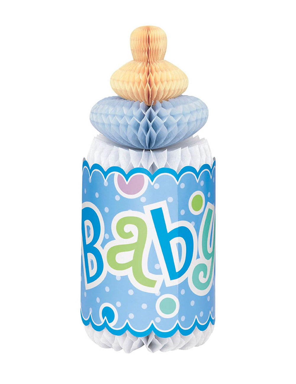 Decoração alveolada centro de mesa biberão para baby shower azul
