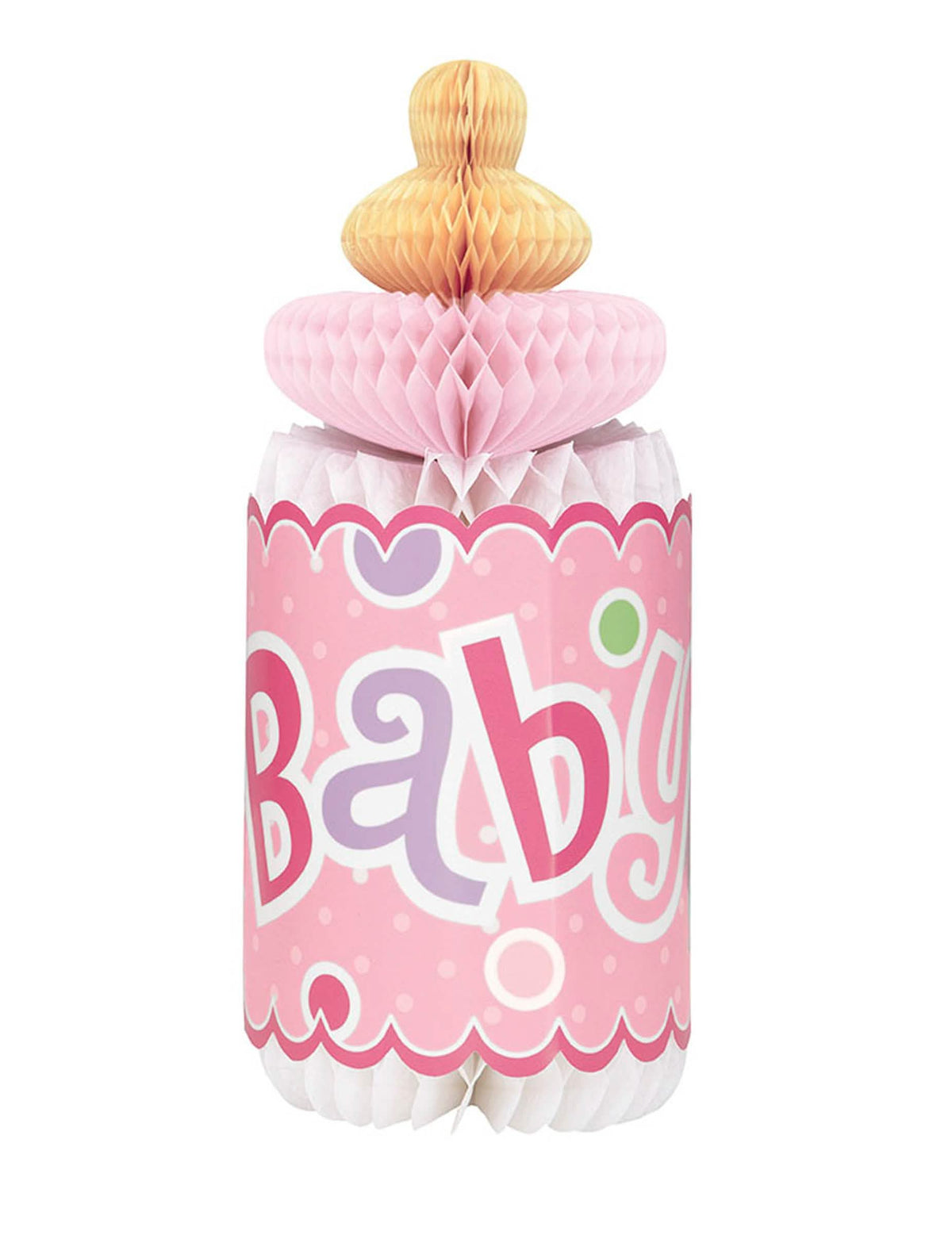 decoração de mesa alvéolada biberão baby shower para menina cor de rosa