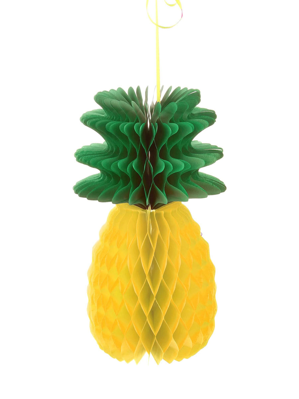 Decoração de ananás alveolado para festa amarelo e verde