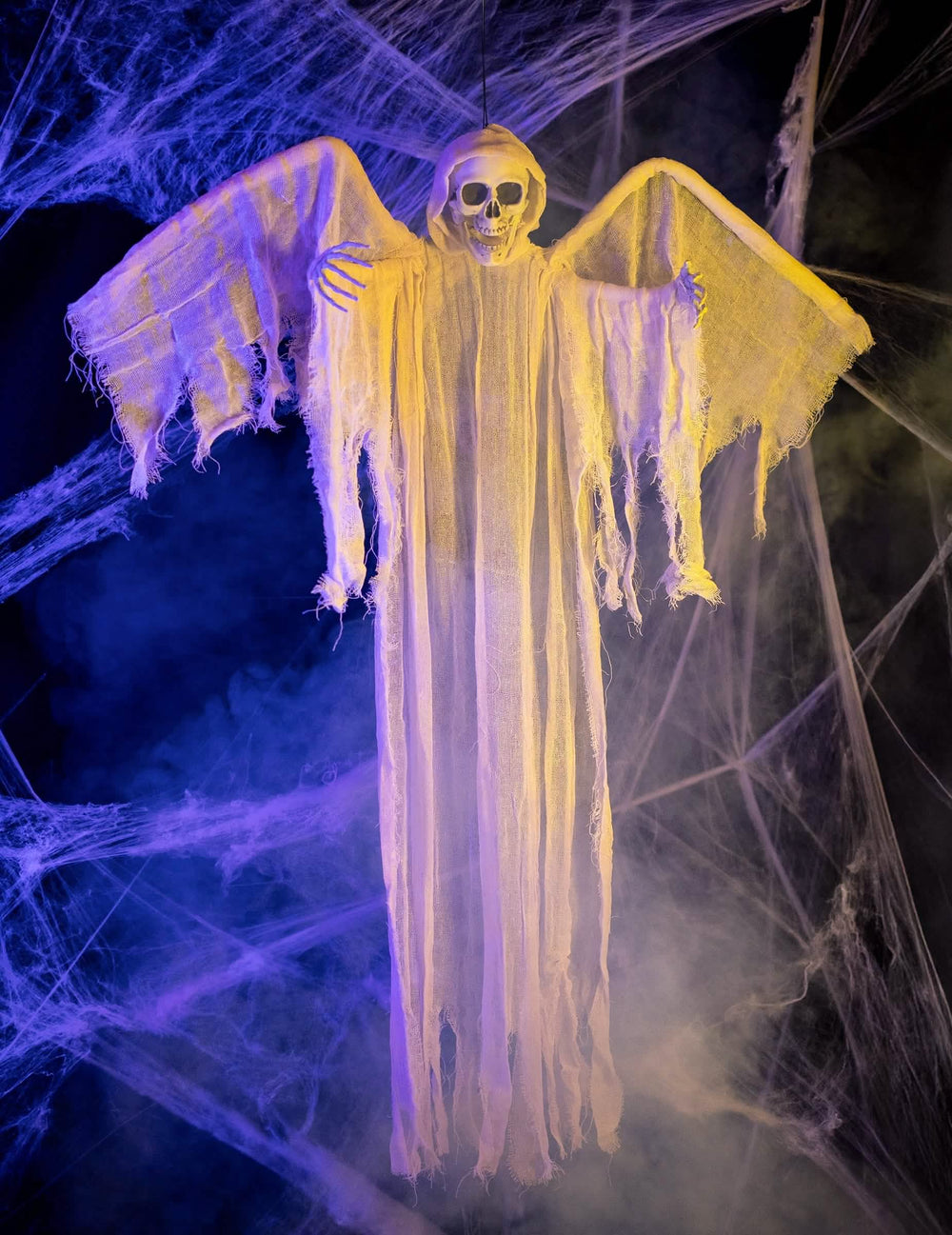 Decoração suspensa de encenação anjo esqueleto branco