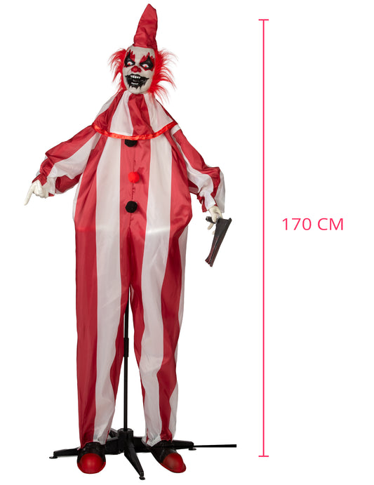 Decoração animada palhaço maléfico com movimentos 170 cm