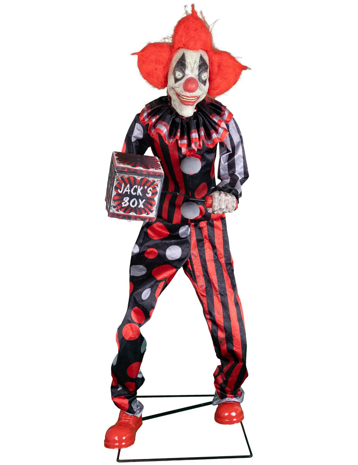 decoração animada palhaço diabólico para halloween vermelho e preto com movimentos