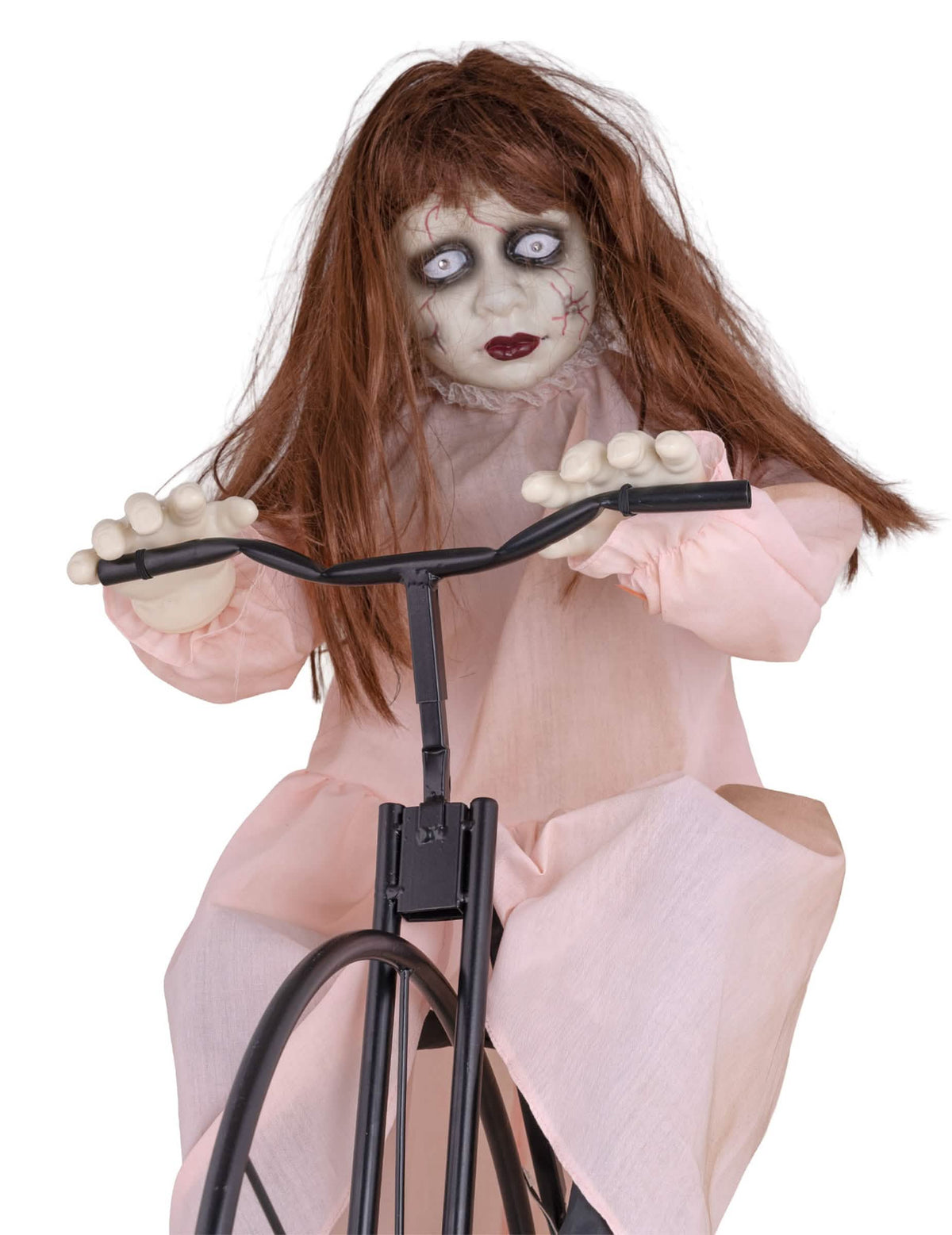 Decoração animada menina possuída em bicicleta com movimento 72 x 30 x 94 cm