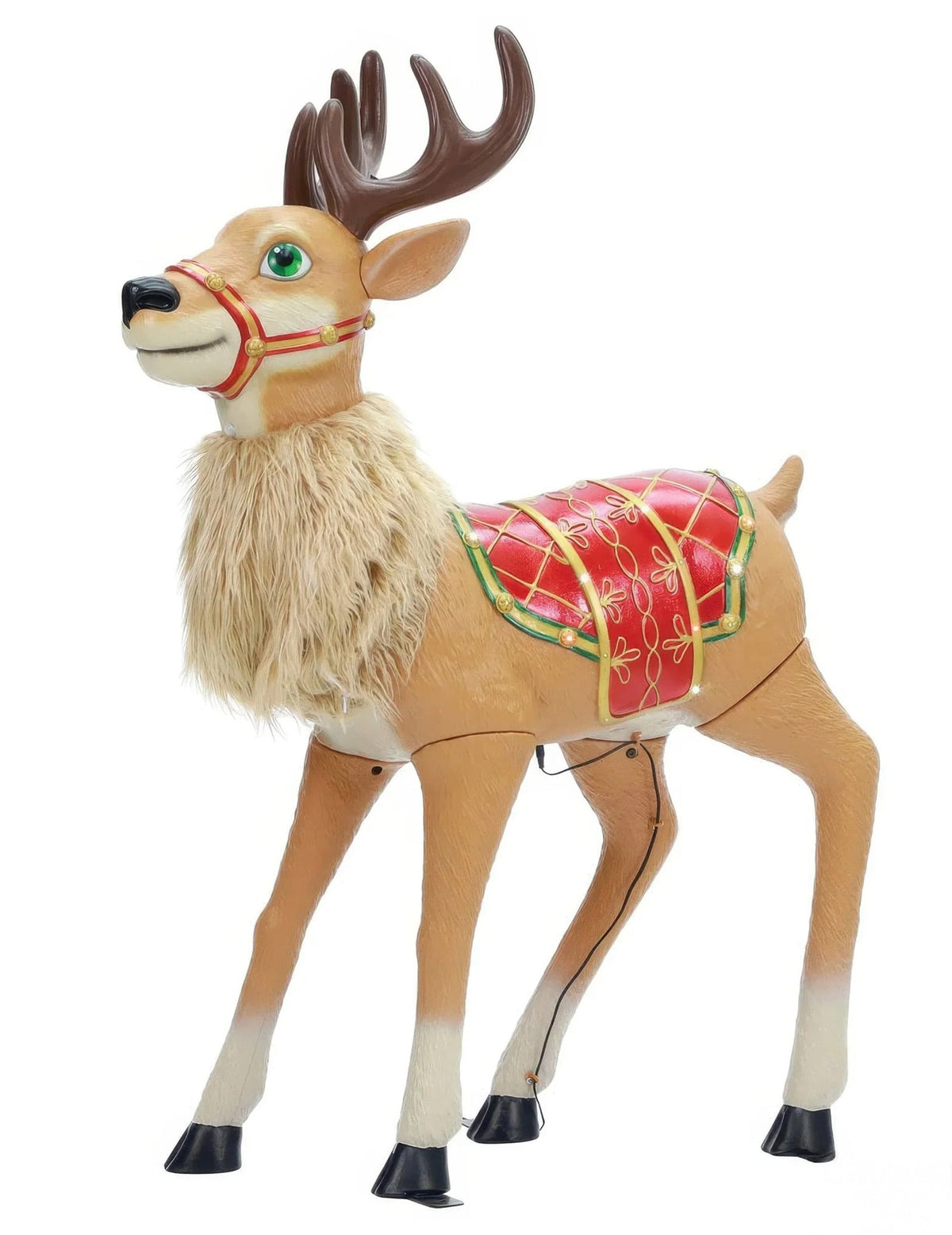 Vue de profil de la décoration animée Renne fantaisiste de Noël