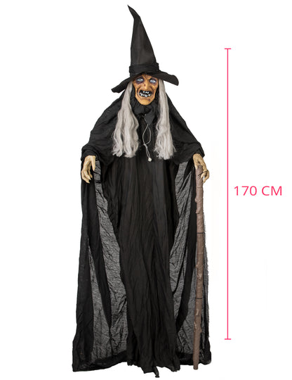 Decoração animada com luzes e sons Bruxa Endora 170 cm