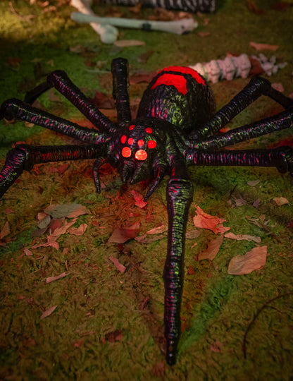 Decoração sonora e luminosa de tarântula preta 70 x 15 x 42 cm