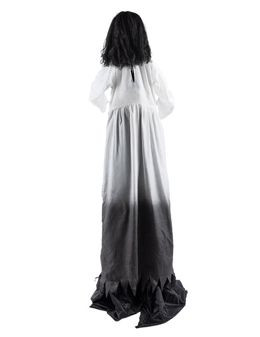 Decoração animada viúva fantasmagórica extensível com movimento 190 a 225 cm