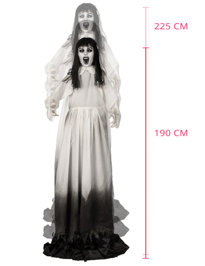 Decoração animada viúva fantasmagórica extensível com movimento 190 a 225 cm