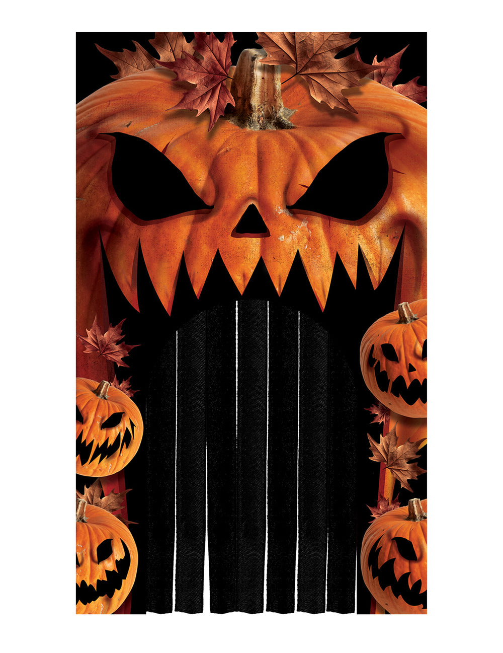 Décoration de porte avec rideau citrouilles pour Halloween orange et noir