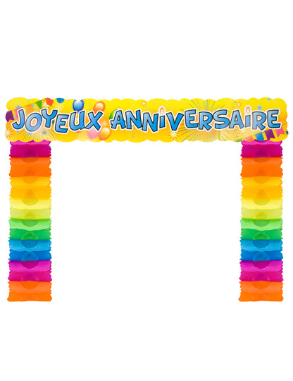 Décoration de porte Joyeux anniversaire pop pour fête multicolore