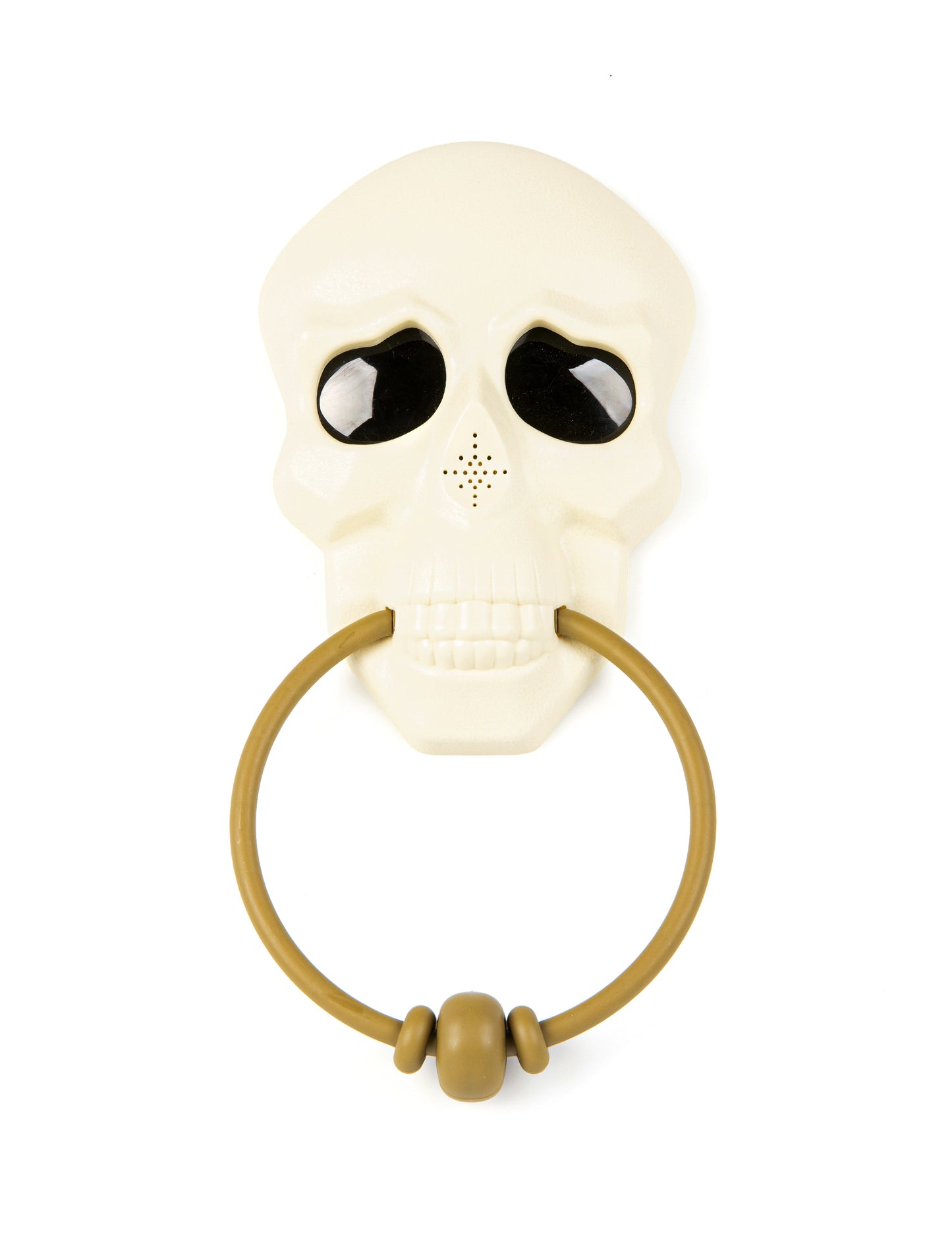 Décoration de porte sonore et animée squelette pour Halloween ivoire et dorée