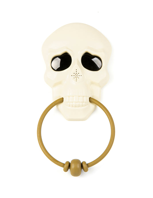 Decoração de porta esqueleto sonora e animada 30 cm