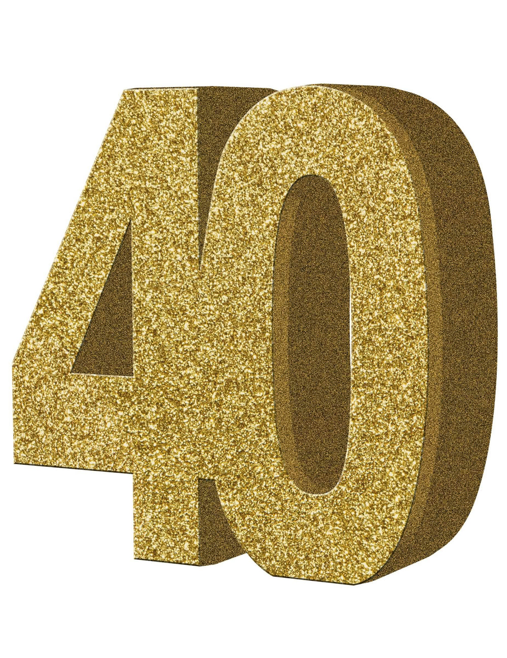 decoração de mesa 40 anos para aniversário dourada com brilho gliterizado