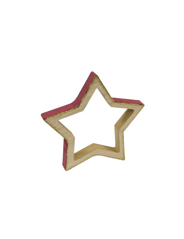 Decoração estrela em madeira natal para natal chique bordeaux e veludo com lantejoulas douradas