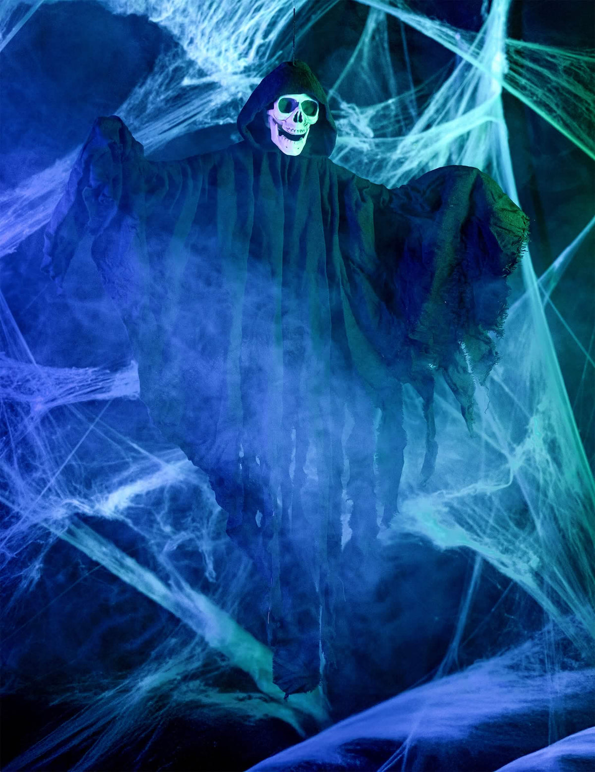 Encenação da decoração de ceifeiro para halloween negra para pendurar