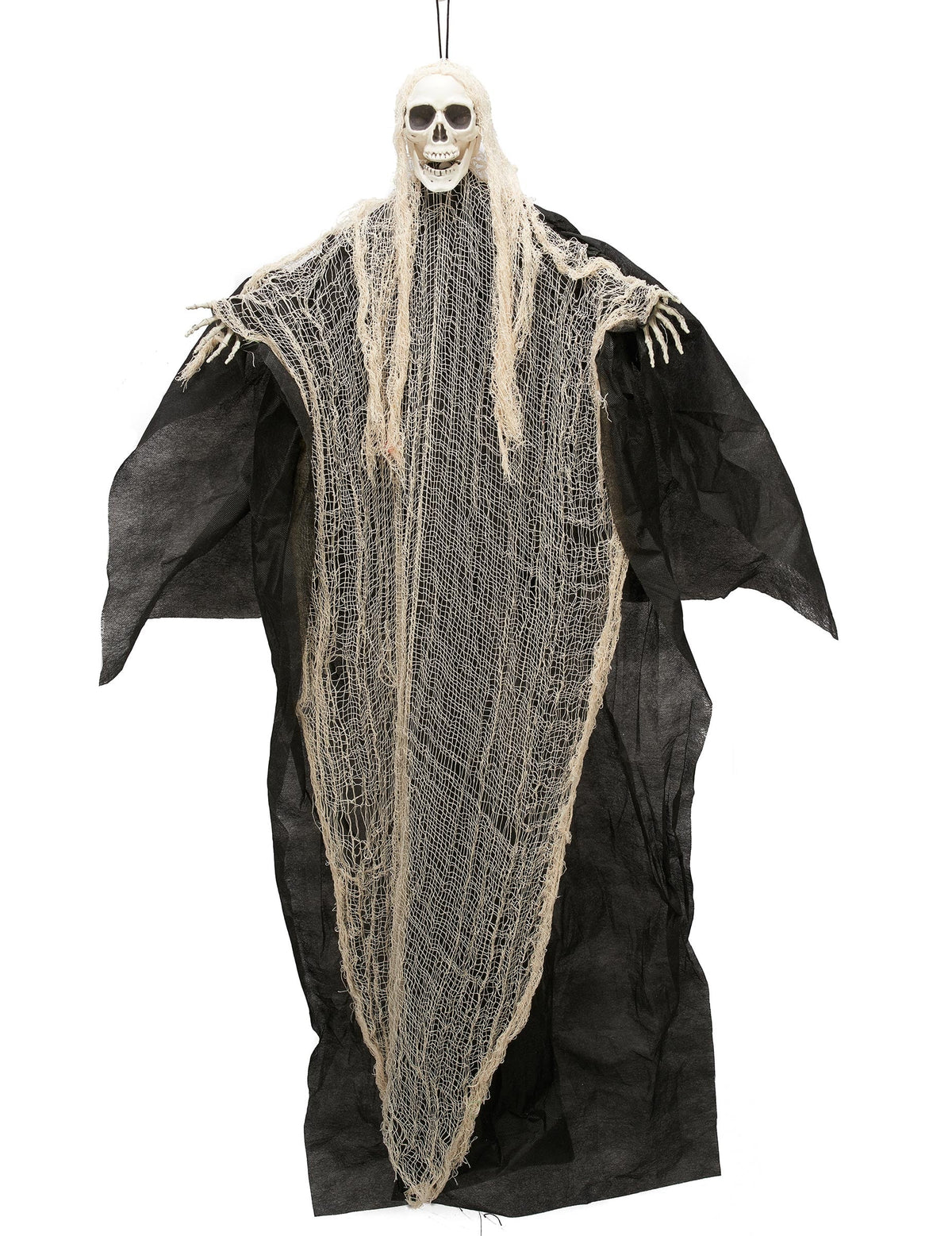 Décoration de faucheuse pour Halloween noire et blanche à suspendre