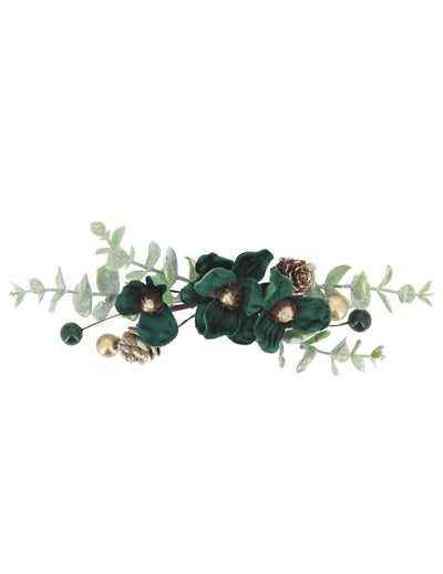 Decoração floral Elegância verde escuro e dourado 23 cm