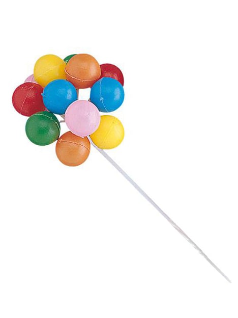 Décoration gâteau ballons pour fête multicolores sur pic
