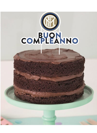 Décoration gâteau Inter pour anniversaire bleu et noir