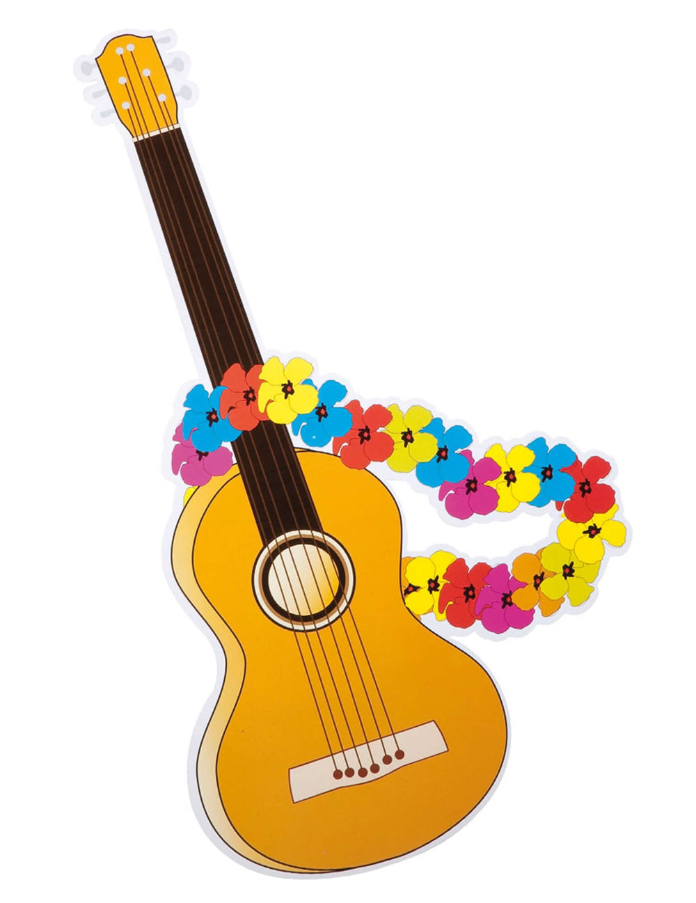 Guitarra com colar de flores da decoração havaí